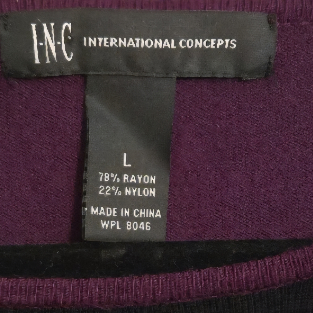 INC International Concepts Large Purple, Black and Red Long Sleeve Sweater - Picture 3 of 4